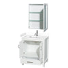 Custom image for White with Brushed Chrome Trim / White Cultured Marble, Rectangular Sink / Medicine Cabinet