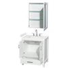 Custom image for White with Brushed Chrome Trim / White Cultured Marble, Rectangular Sink / Medicine Cabinet