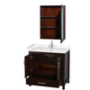 Custom image for Espresso with Brushed Chrome Trim / Carrara Cultured Marble, Rectangular Sink / Medicine Cabinet