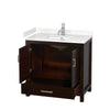 Custom image for Espresso with Brushed Chrome Trim / Carrara Cultured Marble, Rectangular Sink / No Mirror