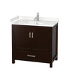 Custom image for Espresso with Brushed Chrome Trim / Carrara Cultured Marble, Rectangular Sink / No Mirror