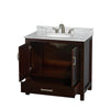 Custom image for Espresso with Brushed Chrome Trim / White Carrara Marble, Oval Sink / No Mirror