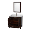 Custom image for Espresso with Brushed Chrome Trim / White Carrara Marble, Rectangular Sink / 24