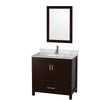 Custom image for Espresso with Brushed Chrome Trim / White Carrara Marble, Rectangular Sink / 24