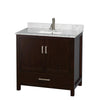 Custom image for Espresso with Brushed Chrome Trim / White Carrara Marble, Rectangular Sink / No Mirror