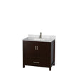 Custom image for Espresso with Brushed Chrome Trim / White Carrara Marble, Rectangular Sink / Medicine Cabinet