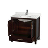 Custom image for Espresso with Brushed Chrome Trim / Giotto Quartz, Rectangular Sink / No Mirror