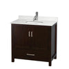 Custom image for Espresso with Brushed Chrome Trim / Giotto Quartz, Rectangular Sink / No Mirror