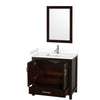 Custom image for Espresso with Brushed Chrome Trim / White Cultured Marble, Rectangular Sink / 24