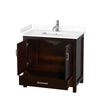 Custom image for Espresso with Brushed Chrome Trim / White Cultured Marble, Rectangular Sink / No Mirror