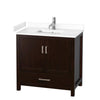 Custom image for Espresso with Brushed Chrome Trim / White Cultured Marble, Rectangular Sink / No Mirror