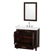 Custom image for Espresso with Brushed Chrome Trim / White Cultured Marble, Rectangular Sink / 24