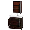 Custom image for Espresso with Brushed Chrome Trim / White Cultured Marble, Rectangular Sink / Medicine Cabinet
