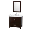 Custom image for Espresso with Brushed Chrome Trim / White Cultured Marble, Rectangular Sink / Medicine Cabinet