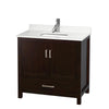 Custom image for Espresso with Brushed Chrome Trim / White Quartz, Rectangular Sink / No Mirror