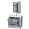 Custom image for Gray with Brushed Chrome Trim / Carrara Cultured Marble, Rectangular Sink / Medicine Cabinet
