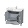 Custom image for Gray with Brushed Chrome Trim / Carrara Cultured Marble, Rectangular Sink / No Mirror