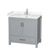 Custom image for Gray with Brushed Chrome Trim / Carrara Cultured Marble, Rectangular Sink / No Mirror