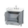 Custom image for Gray with Brushed Chrome Trim / Carrara Cultured Marble, Rectangular Sink / No Mirror