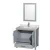 Custom image for Gray with Brushed Chrome Trim / White Carrara Marble, Rectangular Sink / 24