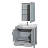 Custom image for Gray with Brushed Chrome Trim / White Carrara Marble, Rectangular Sink / Medicine Cabinet