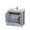 Custom image for Gray with Brushed Chrome Trim / White Carrara Marble, Rectangular Sink / No Mirror
