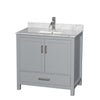 Custom image for Gray with Brushed Chrome Trim / White Carrara Marble, Rectangular Sink / No Mirror