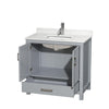 Custom image for Gray with Brushed Chrome Trim / Giotto Quartz, Rectangular Sink / No Mirror