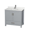 Custom image for Gray with Brushed Chrome Trim / Giotto Quartz, Rectangular Sink / No Mirror