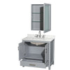 Custom image for Gray with Brushed Chrome Trim / Giotto Quartz, Rectangular Sink / Medicine Cabinet