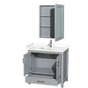 Custom image for Gray with Brushed Chrome Trim / White Cultured Marble, Rectangular Sink / Medicine Cabinet