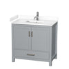 Custom image for Gray with Brushed Chrome Trim / White Cultured Marble, Rectangular Sink / No Mirror