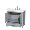Custom image for Gray with Brushed Chrome Trim / White Cultured Marble, Rectangular Sink / No Mirror