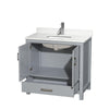 Custom image for Gray with Brushed Chrome Trim / White Quartz, Rectangular Sink / No Mirror