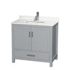 Custom image for Gray with Brushed Chrome Trim / White Quartz, Rectangular Sink / No Mirror
