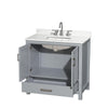 Custom image for Gray with Brushed Chrome Trim / White Quartz, Rectangular Sink / No Mirror