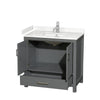 Custom image for Dark Gray with Brushed Chrome Trim / Carrara Cultured Marble, Rectangular Sink / No Mirror