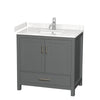 Custom image for Dark Gray with Brushed Chrome Trim / Carrara Cultured Marble, Rectangular Sink / No Mirror