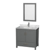 Custom image for Dark Gray with Brushed Chrome Trim / White Carrara Marble, Rectangular Sink / 24
