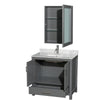 Custom image for Dark Gray with Brushed Chrome Trim / White Carrara Marble, Rectangular Sink / Medicine Cabinet