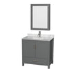 Custom image for Dark Gray with Brushed Chrome Trim / White Carrara Marble, Rectangular Sink / Medicine Cabinet