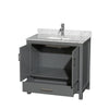 Custom image for Dark Gray with Brushed Chrome Trim / White Carrara Marble, Rectangular Sink / No Mirror