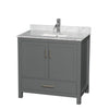 Custom image for Dark Gray with Brushed Chrome Trim / White Carrara Marble, Rectangular Sink / No Mirror