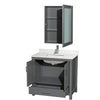 Custom image for Dark Gray with Brushed Chrome Trim / Giotto Quartz, Rectangular Sink / Medicine Cabinet