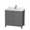 Custom image for Dark Gray with Brushed Chrome Trim / Giotto Quartz, Rectangular Sink / No Mirror