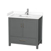 Custom image for Dark Gray with Brushed Chrome Trim / White Cultured Marble, Rectangular Sink / No Mirror