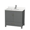 Custom image for Dark Gray with Brushed Chrome Trim / White Quartz, Rectangular Sink / No Mirror