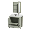 Custom image for Light Green with Brushed Nickel Trim / White Carrara Marble, Oval Sink / Medicine Cabinet