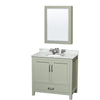 Custom image for Light Green with Brushed Nickel Trim / White Carrara Marble, Oval Sink / Medicine Cabinet