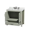 Custom image for Light Green with Brushed Nickel Trim / White Carrara Marble, Oval Sink / No Mirror
